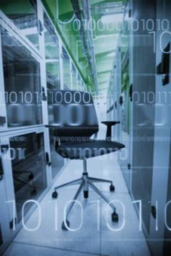 Interface against swivel chair in front of data center Stockillustratie