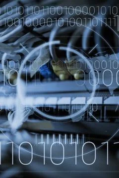 Interface against view of data technology Stock Illustration