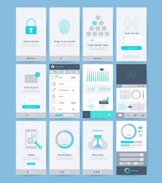 Interface and UI design elements. Vector illustrations. Stock Illustration
