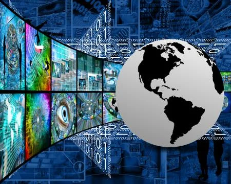 Interface and world 库存插图