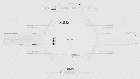 Interface with animated HUD and infographic elements for working with data Видео 313454168