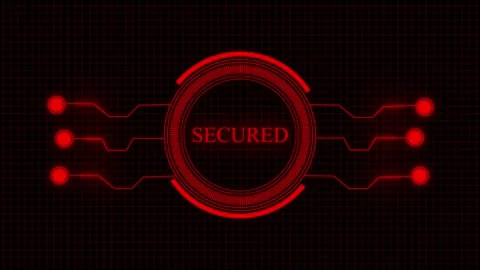 Interface animation with red secured text. Interface futuristic security pr.. Stock Footage 337619049