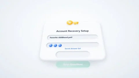 Interface animation for a security question account recovery setup. 4K Video stock 348301298