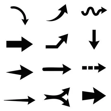 Interface arrow silhouette collection vector illustration Stock Illustration