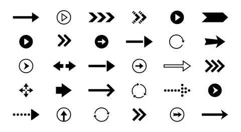 Interface arrows. Black isolated web and application UI symbols for navigatio Stock Illustration