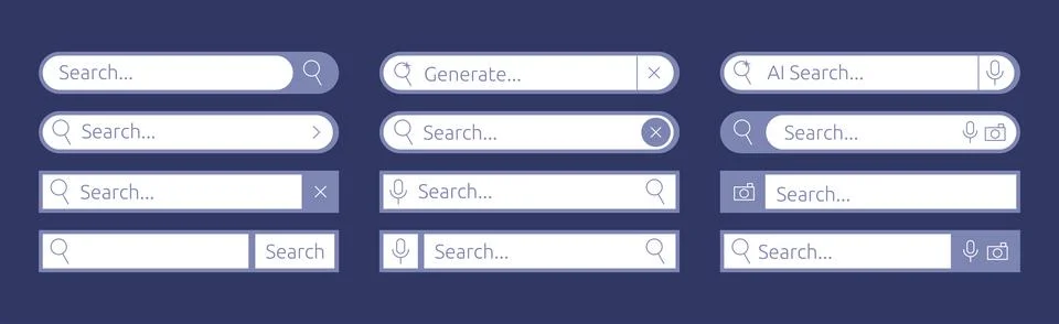 Interface button. Search information field in browser. Web navigation bar. .. 스톡 일러스트