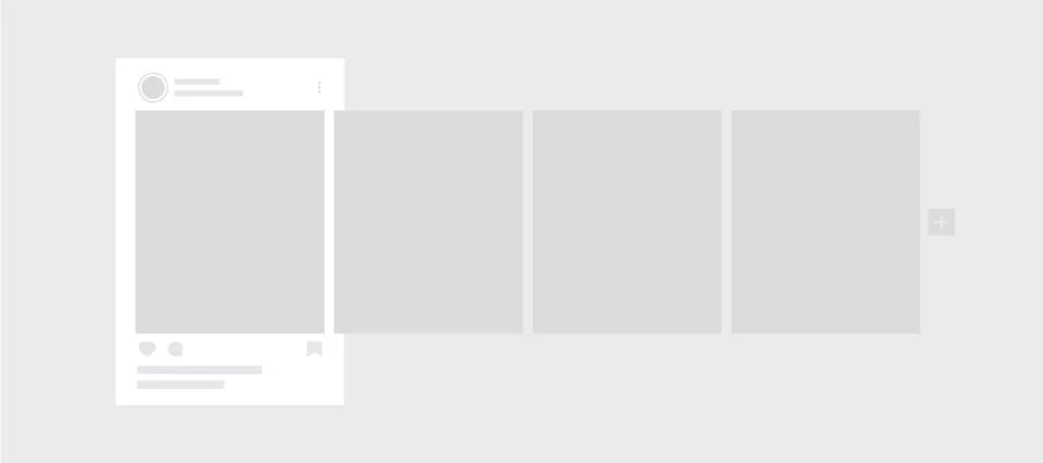 Interface carousel post mockup template. Social network carousel post with ads 库存插图