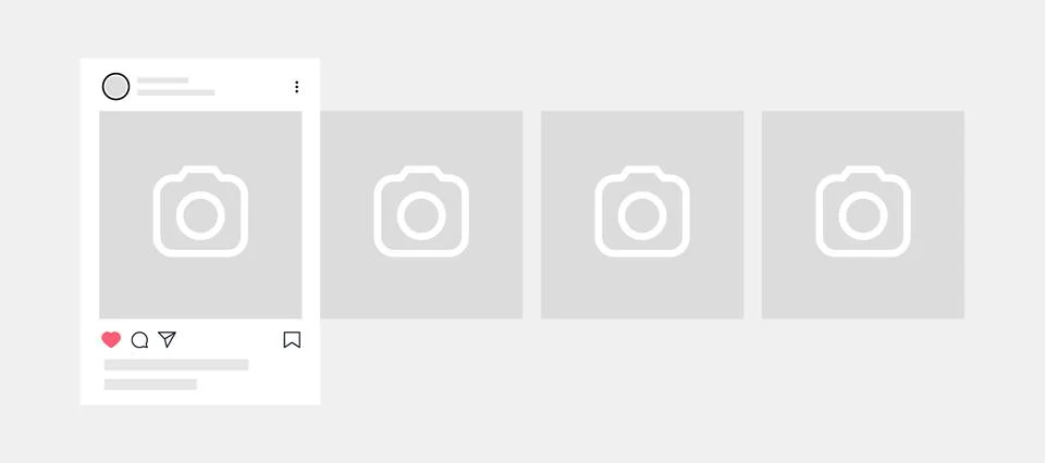 Interface carousel post mockup template. Mobile carousel posts and ads banners Stock Illustration