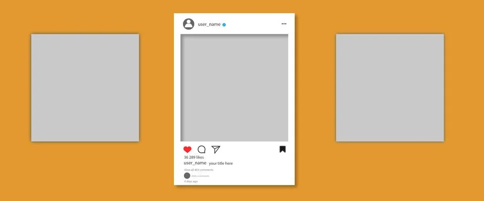 Interface carousel post on social network, social media slider photos frame Stock Illustration