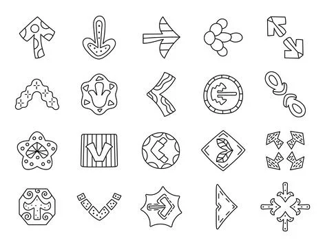 Interface control set in outline line art Stock Illustration
