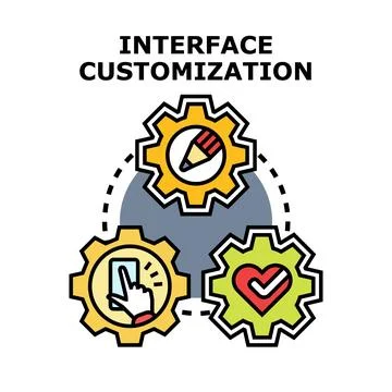 Interface customization process creating personalized user experience 库存插图