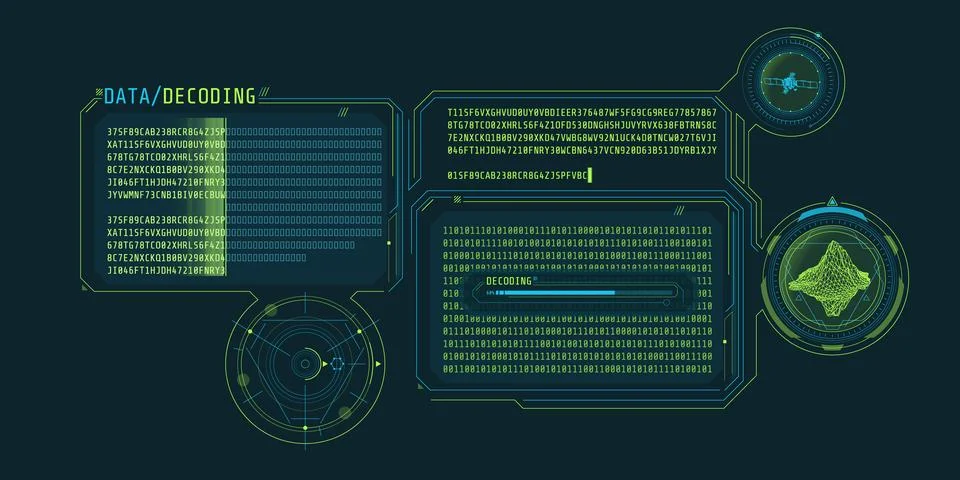 Interface for decoding satellite data about an object. Illustration