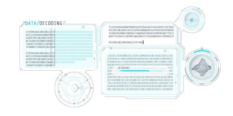 Interface for decoding satellite data about an object. イラスト素材