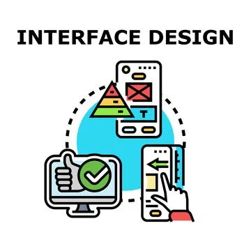 Interface design and user experience developing process Stock Illustration