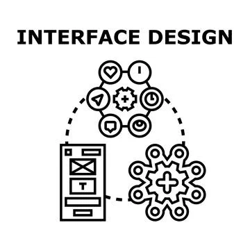 Interface design creating mobile application program concept Stock Illustration