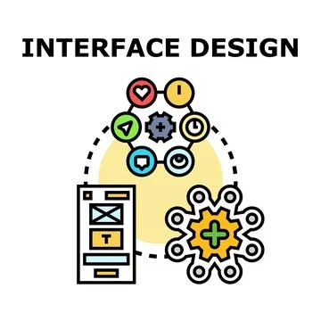 Interface design creating mobile application program concept Stock Illustration
