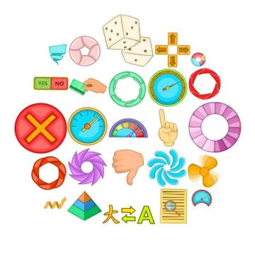 Interface design icons set, cartoon style 스톡 일러스트