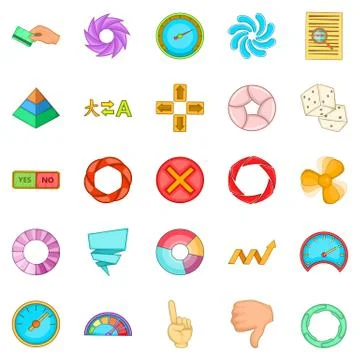 Interface design icons set, cartoon style Illustrazione stock