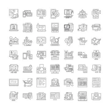 Interface design linear icons, signs, symbols vector line illustration set Stock-Illustration