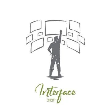 Interface, design, page, screen, layout concept. Hand drawn isolated vector. Stock Illustration