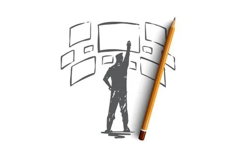 Interface, design, page, screen, layout concept. Hand drawn isolated vector. Stockillustratie