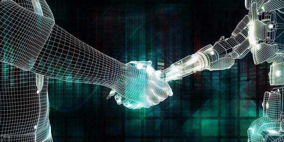 Interface Design Trust With Human Handshake 스톡 일러스트