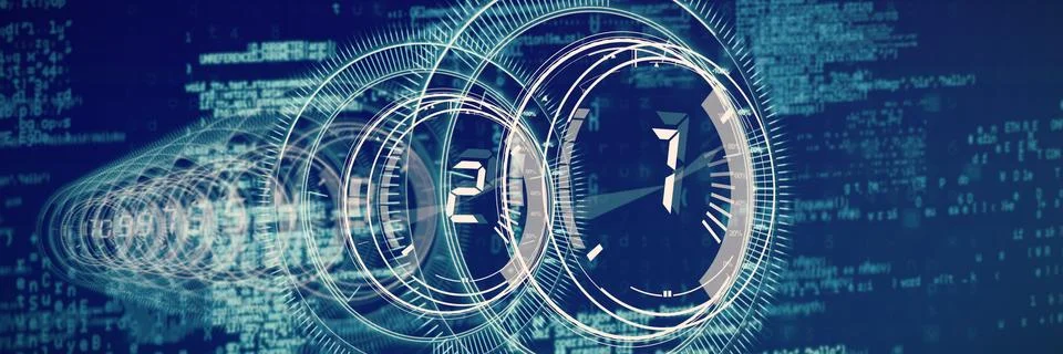 Interface dial countdown with blue background Stock Illustration