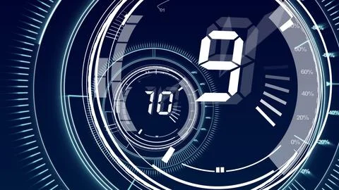 Interface dial countdown with timer in blue background Stock Photos