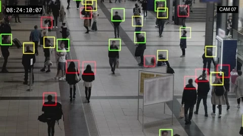 Interface of the display connected to the global people identification system Stock Footage 227922935