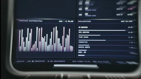 Interface displaying a proprietary investment portfolio tracker Stock Footage 335893511