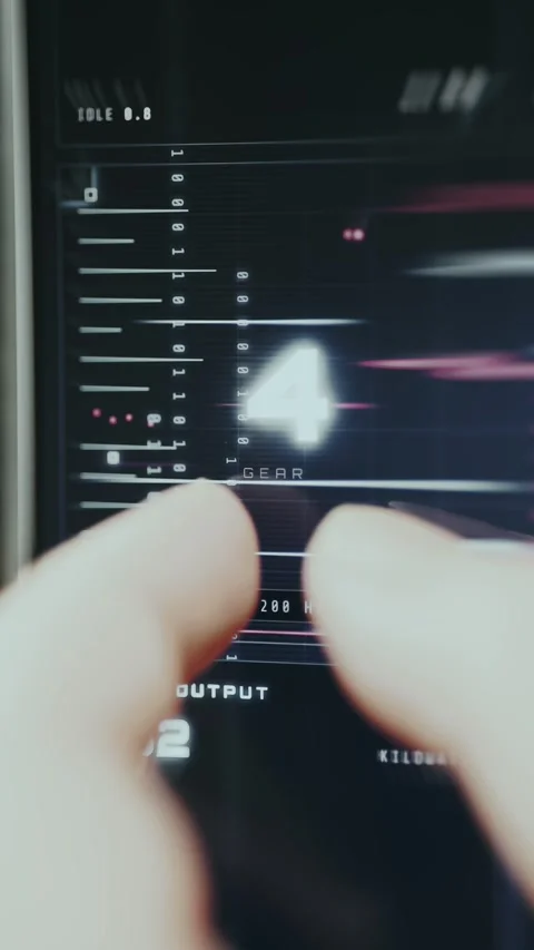 Interface displaying system controls and a central indicator labeled GEAR Stock Footage 335475071