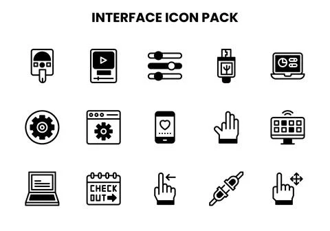 Interface DuoTone Collection Icons Pack Stock Illustration