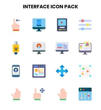 Interface Flat Collection Icons Pack Illustrazione stock