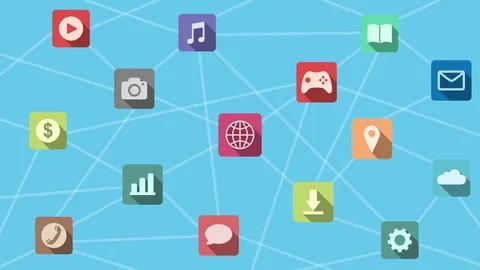 Interface with flat Icons with oblique shadow Stock Footage 82336531