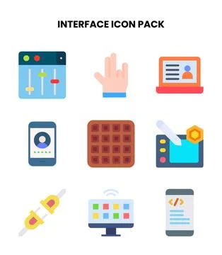 Interface Flat Scalable Icons Pack Illustrazione stock