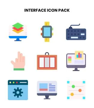 Interface Flat Scalable Icons Pack Illustrazione stock