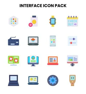 Interface Flat Set Icons Pack Stock Illustration