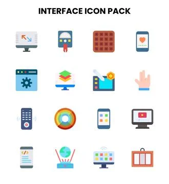 Interface Flat UI Icons Pack 스톡 일러스트