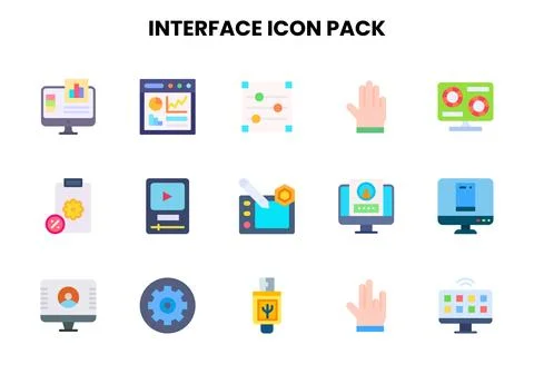Interface Flat UI Icons Pack Stock Illustration