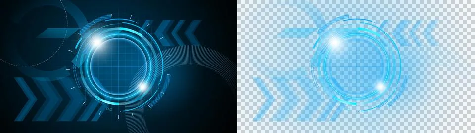 Interface Futuristic Blue Circular HUD Technology Dashboard with Glowing Digital 스톡 일러스트