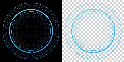 Interface futuristic circular digital globe network system with radial hud techn 库存插图
