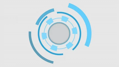 Interface Futuristic Circular HUD Animation with Rotating Blue Digital Scanner R Stock Footage 336652562