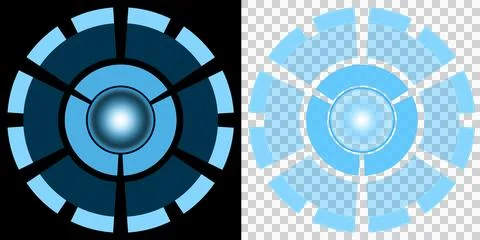 Interface futuristic circular hud radar system with glowing blue segments and sc 库存插图