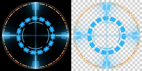 Interface Futuristic Circular HUD Radar System with Glowing Digital Target Scann Illustrazione stock