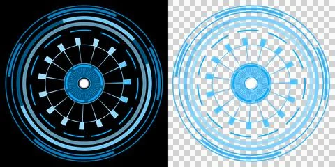 Interface futuristic circular HUD radar system with digital scanning elements an 库存插图