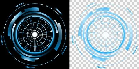 Interface Futuristic Circular HUD Radar System with Digital Targeting Grid and A Illustrazione stock