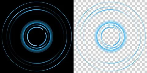 Interface Futuristic Circular HUD Ring Display with Glowing Blue Digital Technol 库存插图