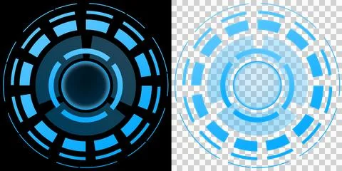 Interface futuristic circular hud technology system with glowing blue digital co Stock Illustration
