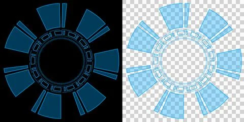 Interface Futuristic Circular Technology HUD Element with Blue Neon Cybernetic R 库存插图