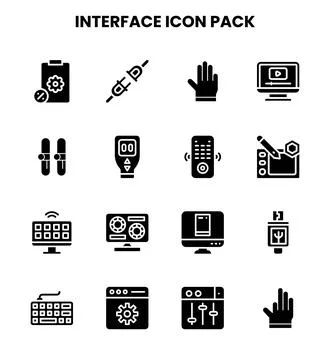 Interface Glyph Collection Icons Pack 스톡 일러스트